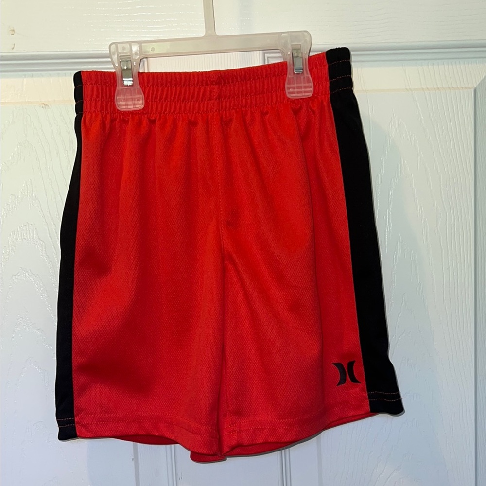 Hurley Red and Black Athletic Shorts Size 7